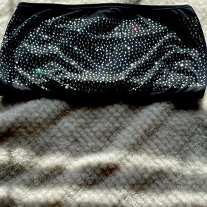 2X black rhinestone crop top